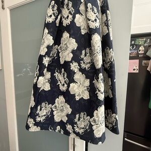 Eva Franco Navy and Cream Floral A-Line Skirt